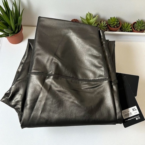 90 Degree by Reflex Women's Leatherette Super Hi Rise Ankle Length Leggings XL - Picture 4 of 6